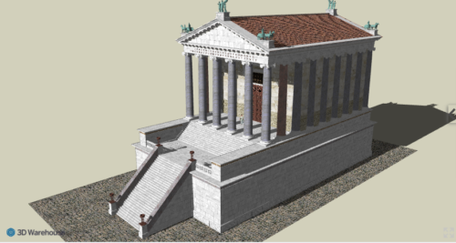 Ricostruzione virtuale del Tempio di Saturno nel Foro Romano