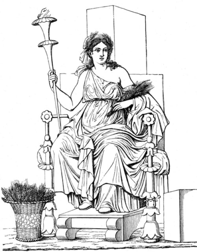 Statue e dipinti di Demetra e Persefone