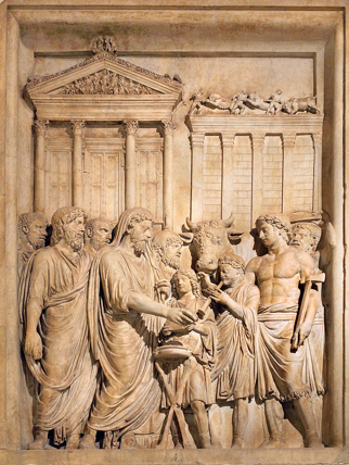 Marco Aurelio durante un sacrificio