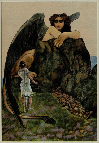 Edipo e la Sfinge, Myths and legends of all nations, Logan Marshall, 1914 