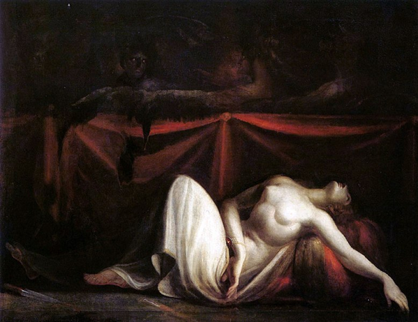 Le Erinni cacciano Alcmeone dal cadavere di sua madre, Erifile, che egli ha ucciso. 
Johann Heinrich Füssli