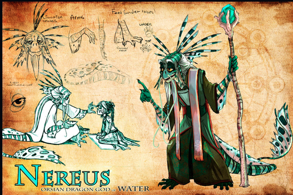 Nereus- Dragon God of Water, by ElementJax, deviantart.com