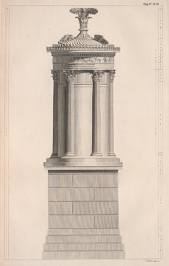 Disegno del Monumento coregico di Lisicrate, da Le antichità di Atene, 1762