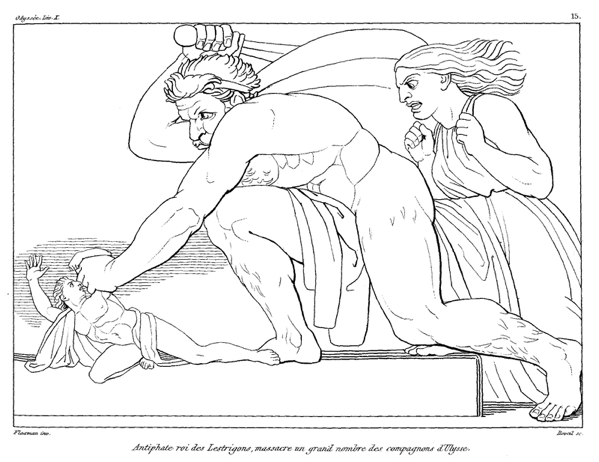 I Lestrigoni, illustrazione di John Flaxman