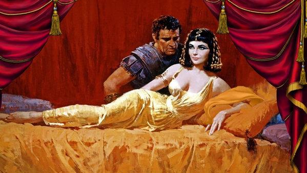 Locandina del film Cleopatra, regia di Joseph L. Mankiewicz (1963), Elizabeth Taylor (Cleopatra) e Richard Burton (Antonio)