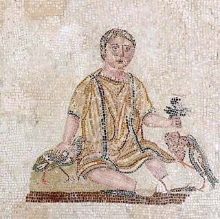 Ragazzo romano. Mosaico proveniente da un mausoleo di Susa. Inizio del III sec. Museo Archeologico. Susa. Tunisia.
