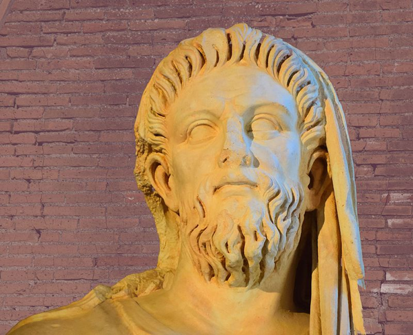 Testa di Anchise, frammento di un gruppo di statue, che rappresenta la fuga da Troia con Enea e Ascanio