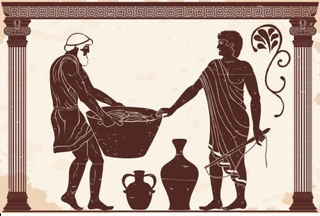 Un antico greco e il suo schiavo