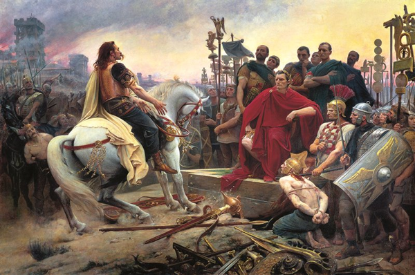 Vercingetorige si arrende a Giulio Cesare. Dipinto di Lionel Royer. 1899. Museo Crozatier, Puy-en-Velay