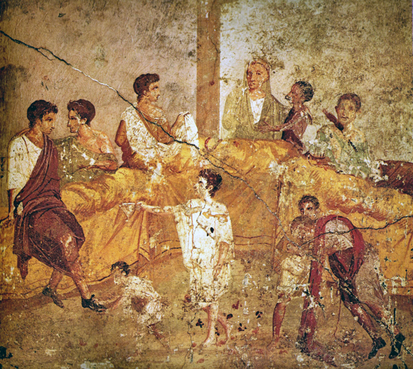 Banchetto, da un dipinto murario di Pompei