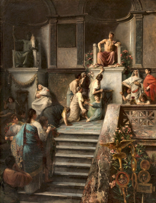 Caligola che si abbandona al culto del popolo, 1877 di Émile Lévy 