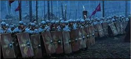 La scena della battaglia iniziale dal fil Il Gladiatore, (2000) 