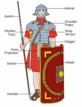 Legionario romano con equipaggiamento