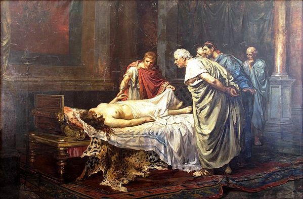 Nerone davanti al cadavere di sua madre, Agrippina, Arturo Montero y Calvo, 1887