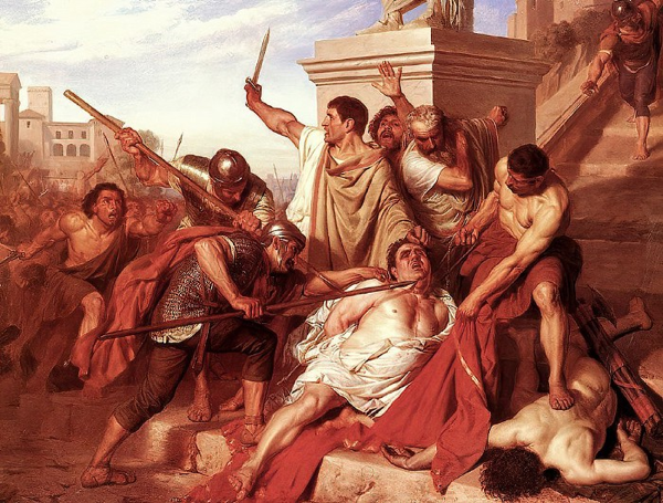 Morte dell'imperatore Vitellio. Dipinto di Gustave Housez
