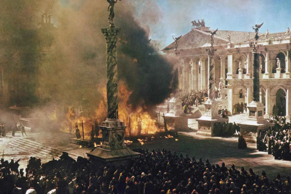 Scena finale dal film La Caduta dell'Impero Romano, 1964