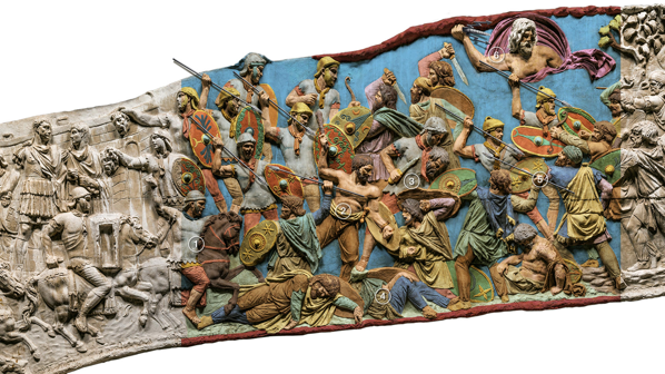 Scontri tra romani e Daci, dal rilievo della Colonna di Traiano