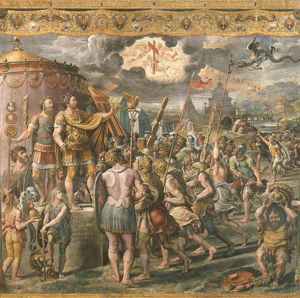 Visione della Croce, affresco della scuola di Raffaello Sanzio. Stanze Vaticane, Roma