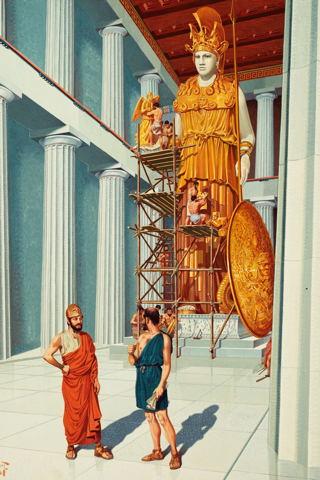 Pericle e Fidia, sullo sfondo la statua di Atena