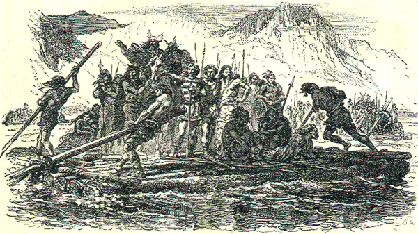 I Visigoti attraversano il Danubio (incisione ottocentesca)