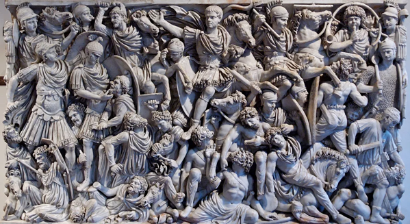 Il sarcofago Grande Ludovisi, del III secolo, raffigura una battaglia tra Goti e Romani.