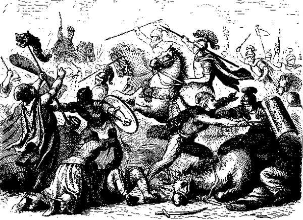 Teodosio e il suo esercito, incisione ottocentesca