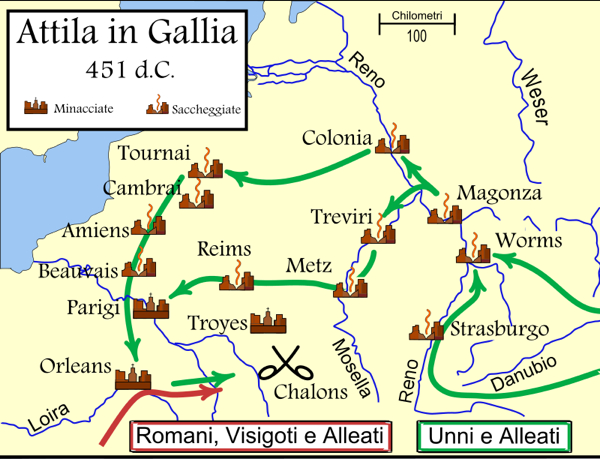 Invasione degli Unni in Gallia (Wikimedia Commons)