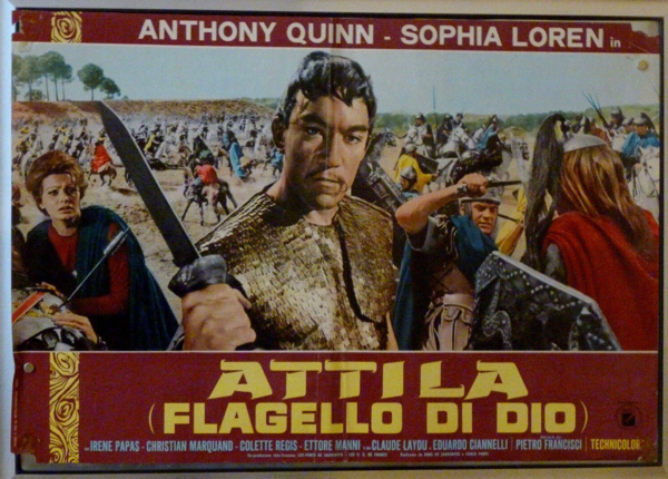 Locandina del film Attila (1954), con Anthony Quinn e Sophia Loren