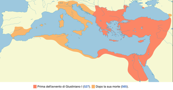 Mappa dell'Impero di Giustiniano