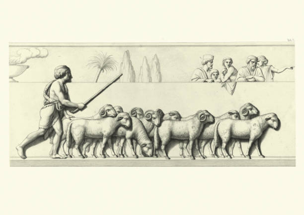 Illustrazione raffigurante un pastore dell'Antica Grecia