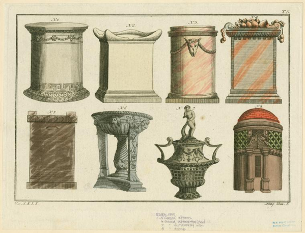 Altari greci, tripode, urna funeraria e tomba