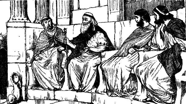 Antichi oratori greci in una stampa ottocentesca