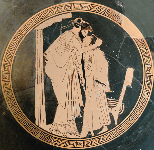 Bacio pederastico su una kylix attica (V secolo a.C.)