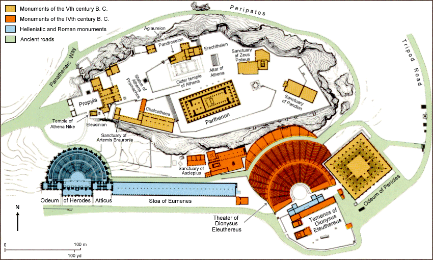 Mappa dell'Acropoli di Atene
al tempo di Socrate e Platone
