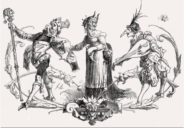 Plutus, commedia greca antica in una rappresentazione del 1531