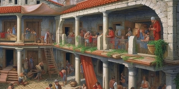 Schiavi al lavoro in una villa romana