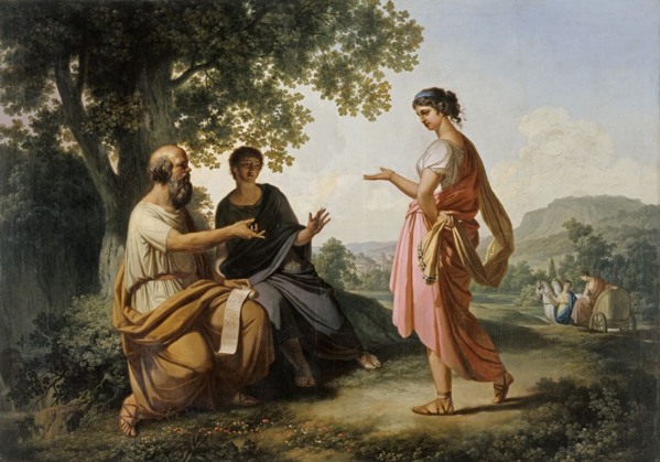 Socrate con un discepolo e Diotima, dipinto nel 1810 circa da Franc Kavčič.