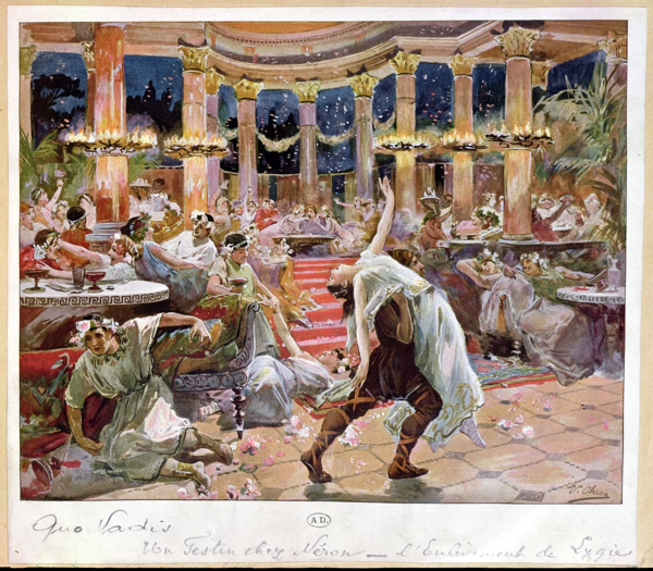Un banchetto nel palazzo di Nerone, illustrazione di "Quo Vadis" di Henryk Sienkiewicz, 1910