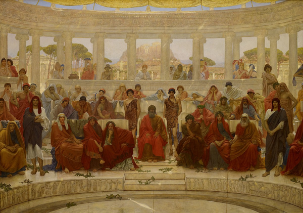 Un'udienza ad Atene durante l'Agamennone di Eschilo, 
William Blake Richmond, 1884