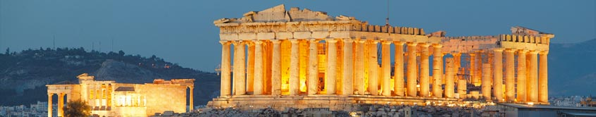 Veduta dell'Acropoli di Atene di notte