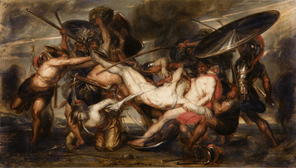 I Greci e i Troiani in lotta per il corpo di Patroclo, Antoine Wiertz, 18º secolo