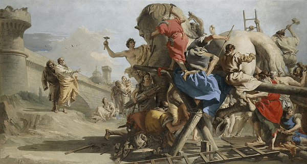 La costruzione del cavallo di Troia, 
Giovanni Domenico Tiepolo, 1773–1774 circa