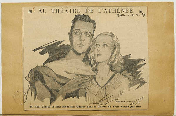Paul Cambo e Madeleine Ozeray in “La Guerra di Troia non si farà più”, di Jean Giradoux, Parigi  Théâtre de l'Athénée,1937