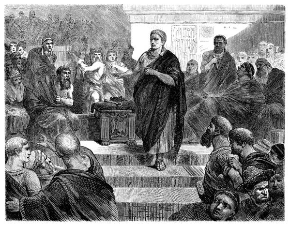Assemblea politica romana, incisione ottocentesca