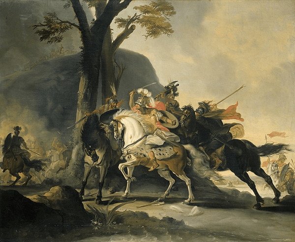 Alessandro Magno nella battaglia contro i Persiani al Granico. Cornelis Troost, 1737