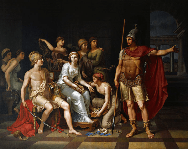 Ettore ammonisce Parigi per la sua morbidezza e lo esorta ad andare in guerra, Johann Heinrich Wilhelm Tischbein 1786