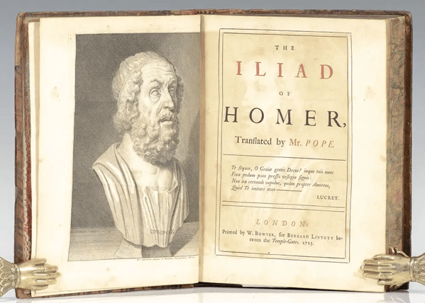 First editions of Alexander Pope’s monumental illustrated translations of Homer’s Iliad and Odyssey